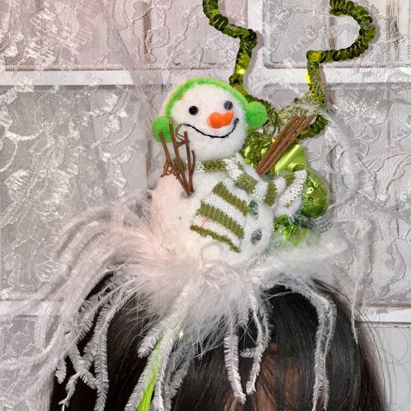 Christmas Neon Green Snowman Headband - Christmas Top hat| Tacky Christmas Party main image 15